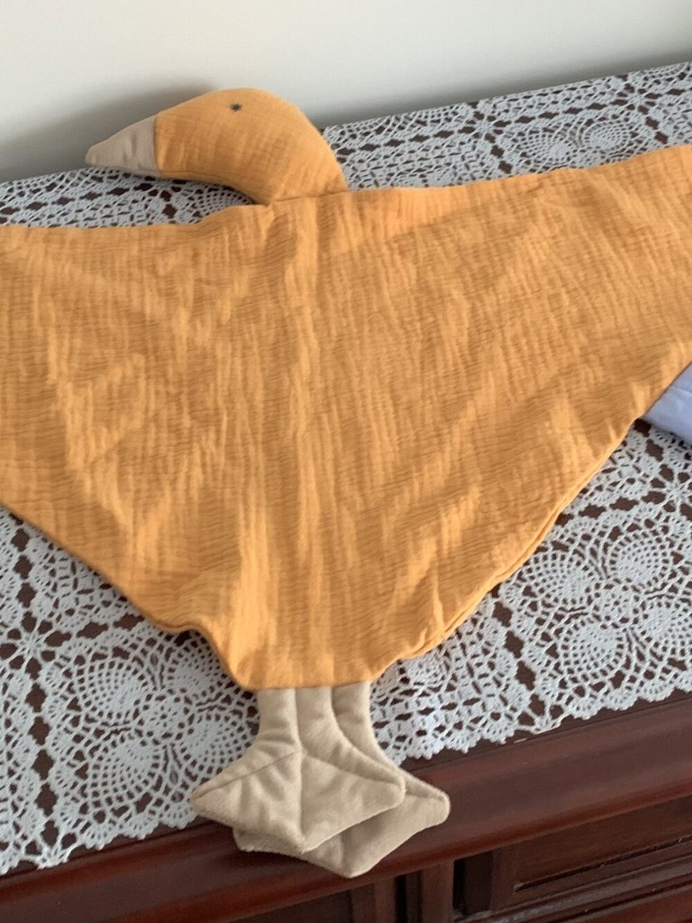 Organic Muslim Goose Lovey Security Blanket Baby Blankie Soothing 12 x 24 Inch